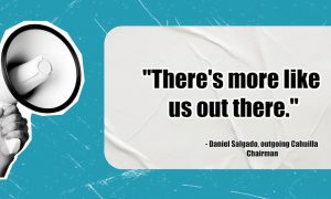 Megaphone next to text box with "there's more like us out there" for story on the tribes supporting the 2024 ca sports betting initiative