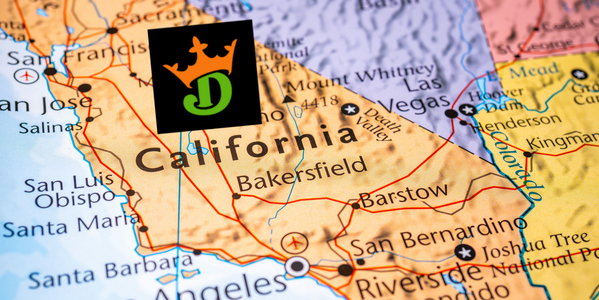 A picture of the California map for a story about how DraftKings expanded its offerings in the state with a game type several states have banned.