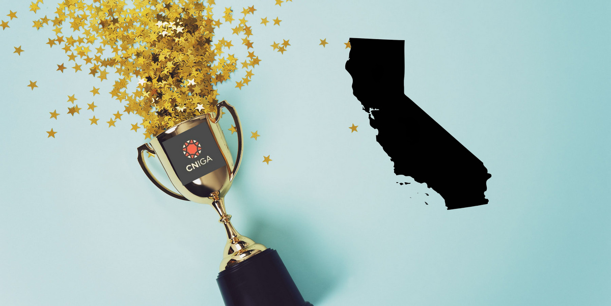 A picture of a trophy for a story about a California tribal leader being honored by a gaming publication.