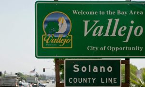 Sign for city of Vallejo where a potential casino enters a public comment period.