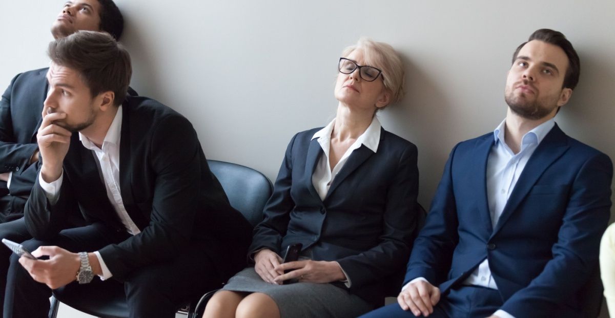 Four people who look tired of waiting represent CA residents waiting for launch of online sports betting