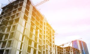 Construction framework signifying development of Tejon Hard Rock Casino