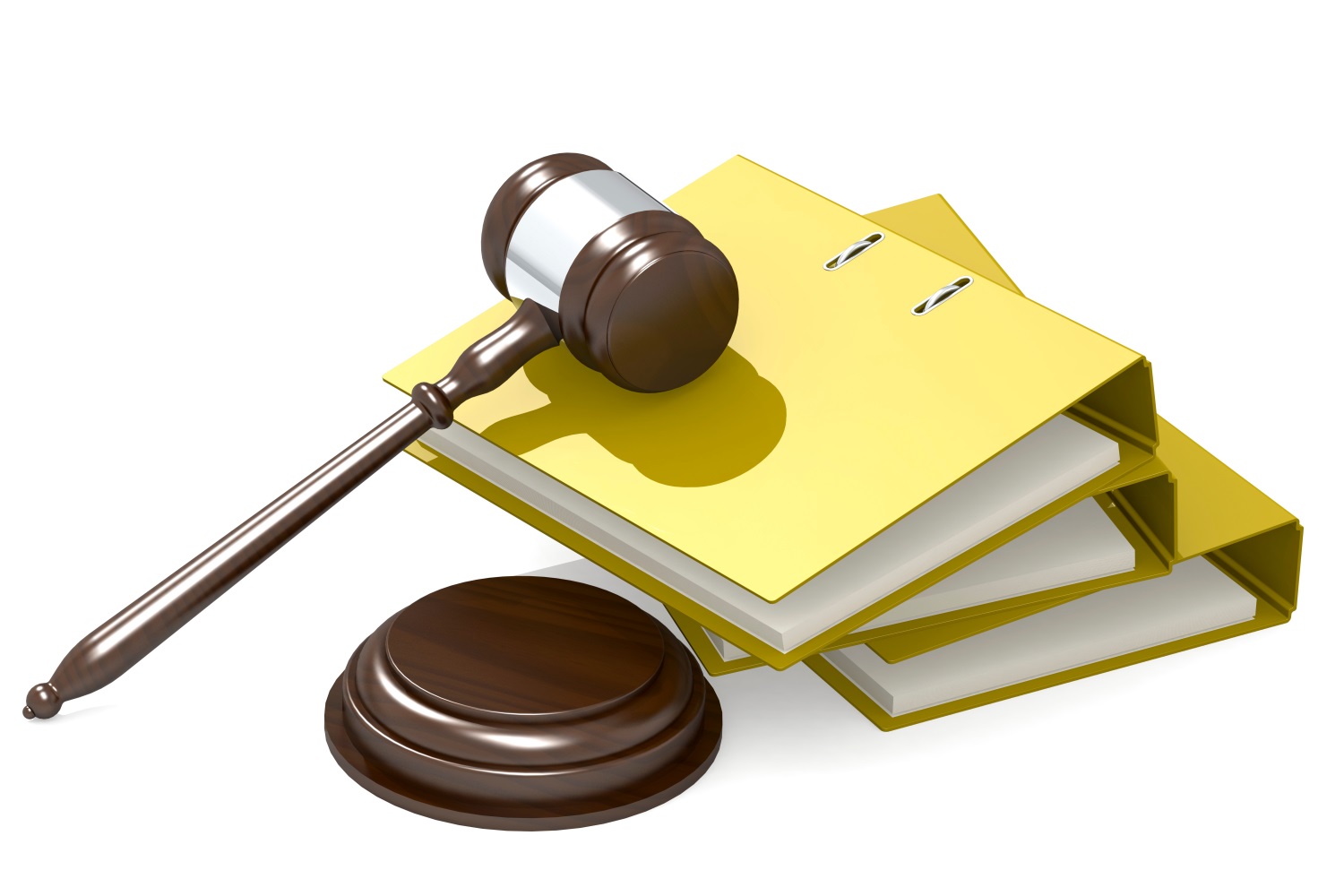 an illustration of a gavel sitting atop a pair of notebooks
