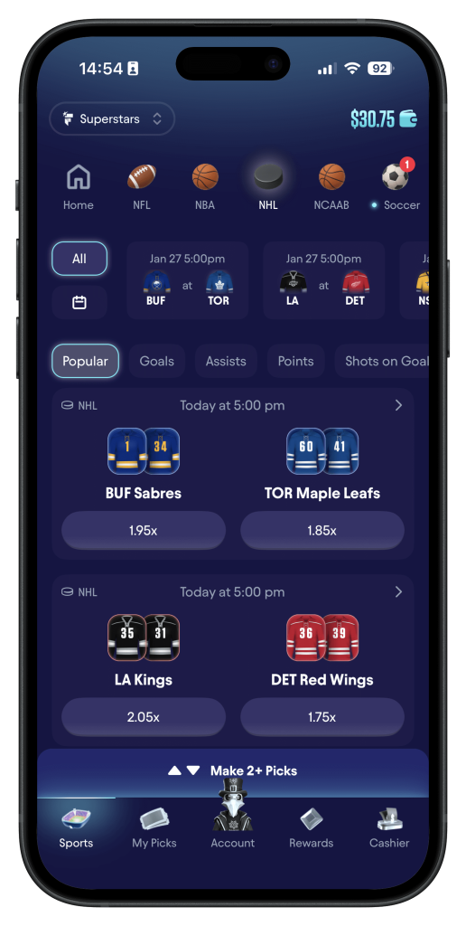 Fliff-Superstars-home-screen
