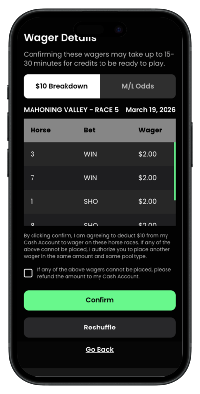 Horseplay Casino Wager Details